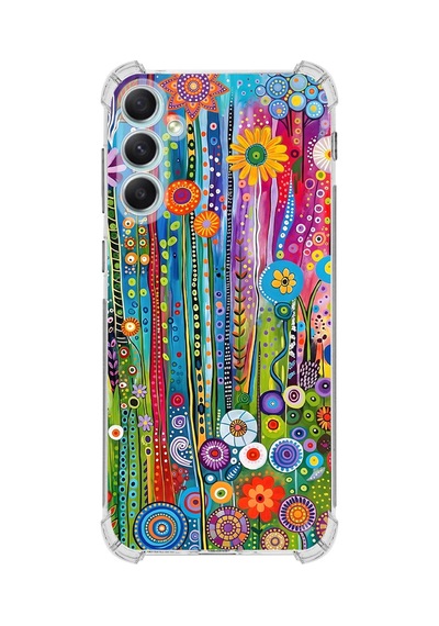 Printify Samsung Galaxy A34 İle Uyumlu Düşlerin Dansı Serisi Folklorik Bahçe Tasarımlı Uv Baskılı Köşe Korumalı Antişok Kılıf Şeffaf
