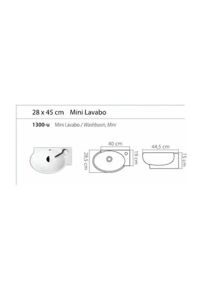 Turkuaz Seramik Cerastyle 28 x 45 CM Mini Köşe Lavabo