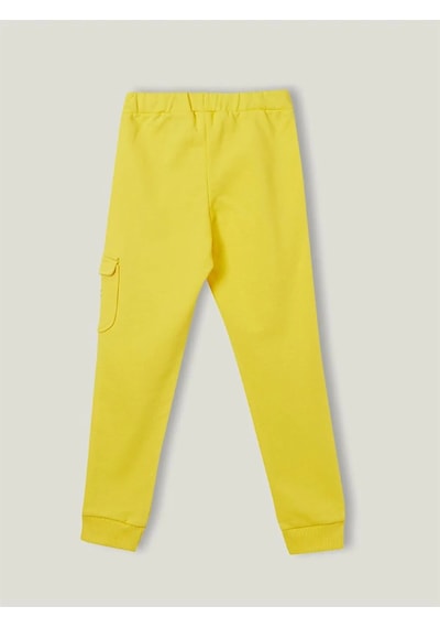 United Colors Of Benetton Beli Lastikli Baskılı Kız Çocuk Jogger Eşofman Altı Sarı