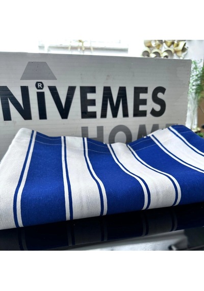 Nivemeshome Branda Mavi - Beyaz Balkon Perdesi