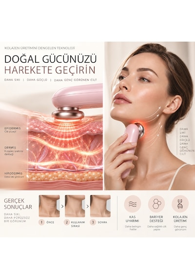 Robx A07 Yeni Nesil Rf Ems Cilt Sıkılaştırıcı Ve Kırışıklık Yüz Ve Vücut Aleti Pembe