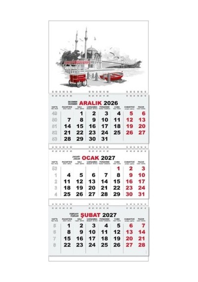 2027 Gemici Duvar Takvimi - Ortaköy Beyaz