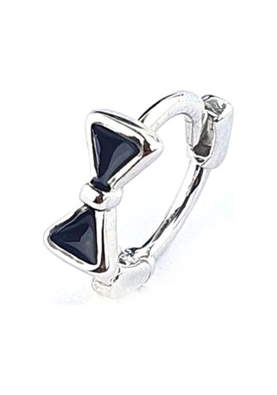 Oniks Taş Detaylı 925ayar Gümüş Tragus Helix Minimal Tek Kıkırdak Küpe Gümüş