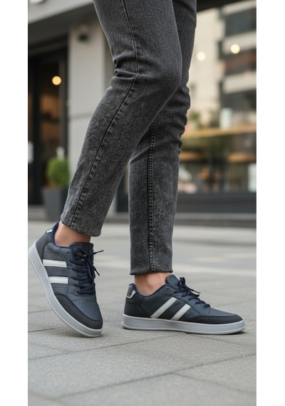 Fore Sport Erkek Günlük Yürüyüş Spor Ayakkabı Suni Deri, Hafif, Rahat, Darbe Emici Sneaker Lacivert Beyaz