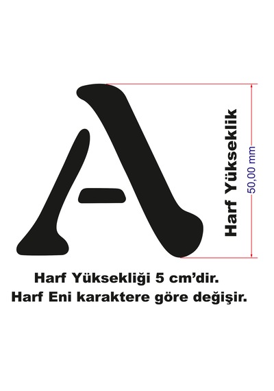 Stencil Harf Boyama Şablonu X004 Harf Yüksekliği 5 Cm