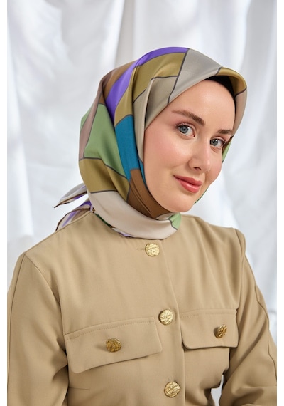 Silk Home %100 Twill İpek Eşarp S543 Kahverengi