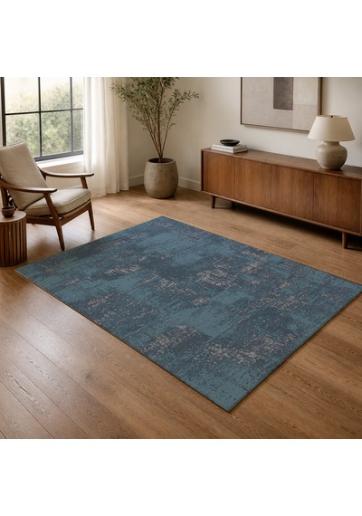 Kartela Halı Lora Halı Kaymaz Taban Makinede Yıkanabilir Halı Mavi - 200 X 300 Cm