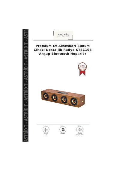 Premium Ev Aksesuarı Sunum Cihazı Nostaljik Radyo Kts1108 Ahşap Bluetooth Hoparlör