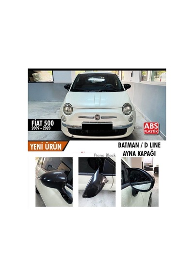 Fiat 500 (2009 - 2020) Batman Yarasa Ayna Kapağı (parlak Siyah)