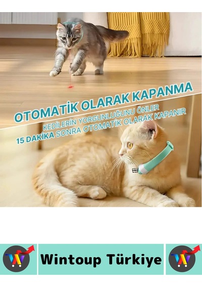Tasma Esnek Kafa Açılı Ayarlanabilir Silikon Kayış 2 Modlu Şarjlı Otomatik Lazer Kedi Oyun Tasması