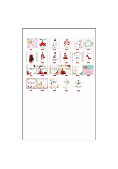 Kişiye Özel Kına Gelin Hamamı Süs Etiketi Beyaz Sticker 70 Adet