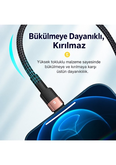 Essager Usb-a To Lightning 2.4a Hızlı Şarj Ve Data Kablosu 480 Mbps Veri Aktarımı Dayanıklı Örgülü Kablo 1 Metre