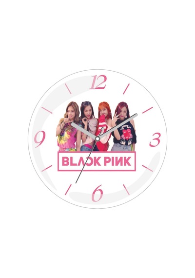Black Pink Bombeli Gerçek Cam Duvar Saati Siyah