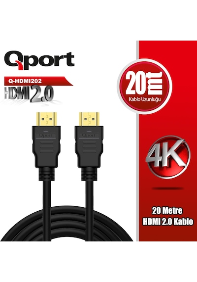 Qport Q-HDMI202  Altın Uçlu 20 Metre 4K HDMI2.0 Kablo