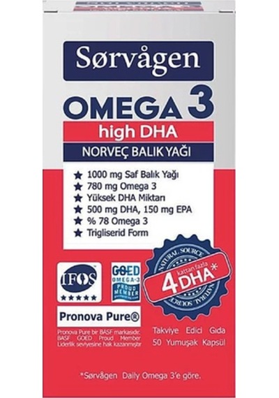 Sorvagen Omega 3 High Dha Norveç Balık Yağı 50 Kapsül