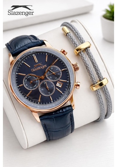 Slazenger Deri Kordon İç Fonksiyonları Aktif 10 Atm Suya Dayanıklı Erkek Kol Saati Esl.9.2539.x2 Rose Gold