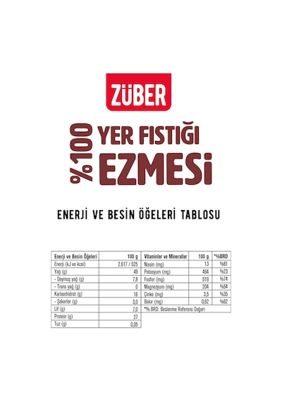 Züber %100 Fıstık Ezmesi 3 x 315 G