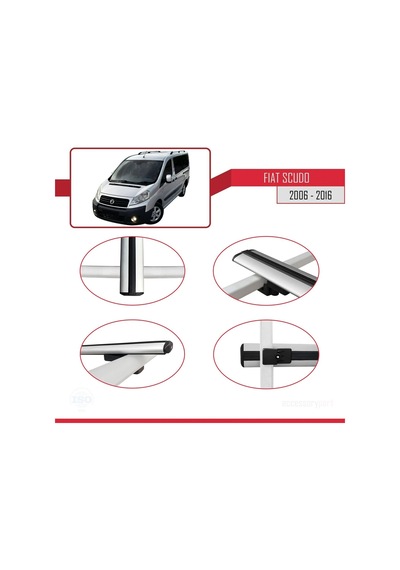 Fiat Scudo 2006-2016 Arası İle Uyumlu Basic Model Ara Atkı Tavan Barı Gri 3 Adet