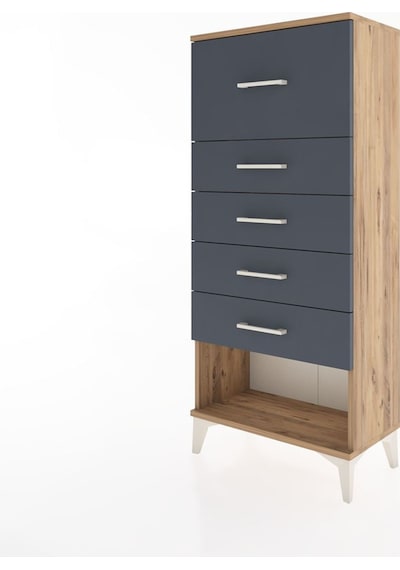 Hyperion Dolap 5 Çekmeceli 60x44x134 Çam-antrasit Çam
