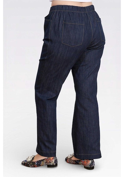 Tolga Saraçoğlu Kadın Beli Lastikli Rahat Kesim Boru Paça Denim Pantolon 30148 Lacivert Tolga Saraçoğlu Kadın Beli Lastikli Rahat Kesim Boru Paça Denim Pantolon 30148 Lacivert