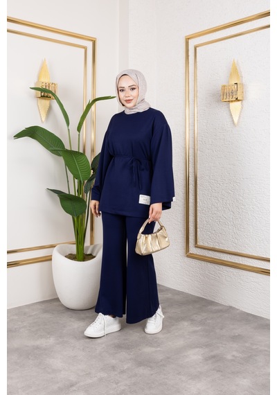 Nevayla Moda Mevsimlik Modal Kumaş Takım - T114 Lacivert