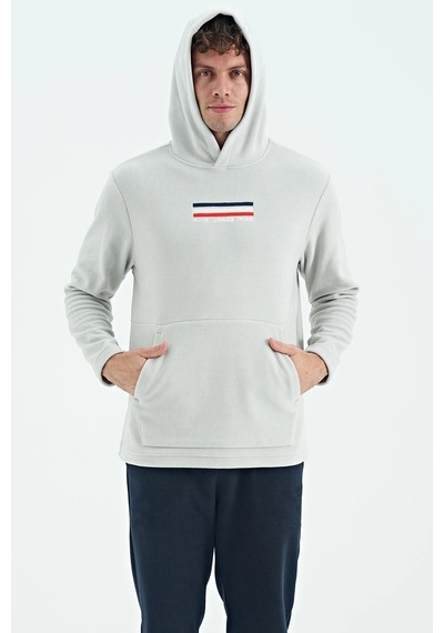Tommy Life Erkek Kapşonlu Sweat Taş Art-88301 Taş