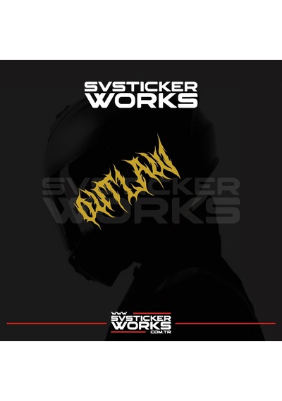 Outlaw Yazılı Kask Sticker Tüm Kasklar Uyumlu Tek Yön 1 Adet Altın