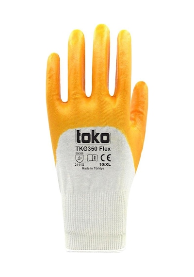 Toko Tkg350 Flex Sarı Pamuk Nitril Eldiven No: 10/xl