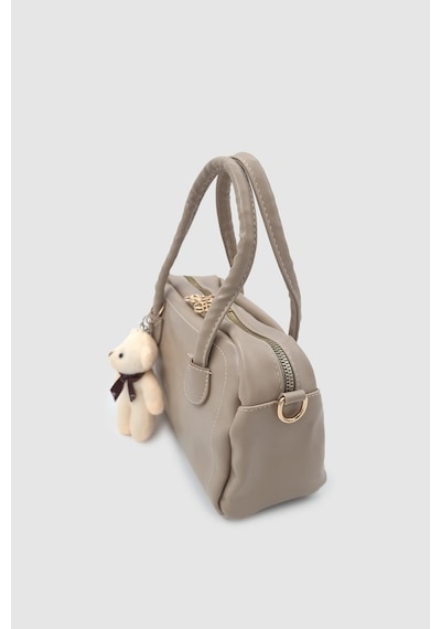 Wuclo Suera Ayıcık Charmlı Günlük Mini Tote Çapraz Askılı El Ve Kol Çantası Vizon