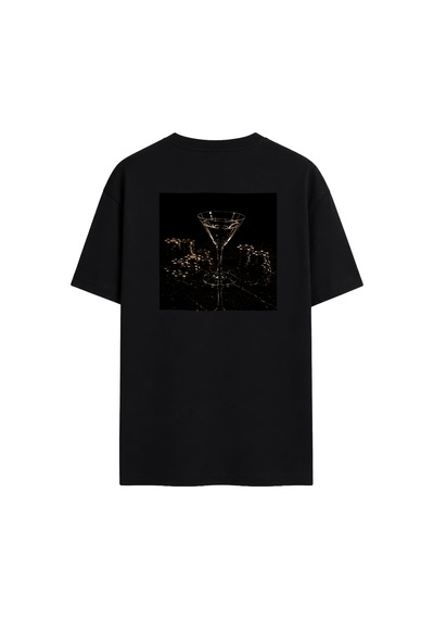 Black Nova Oversize Baskılı Unisex Tişört Dry Martini Black Siyah