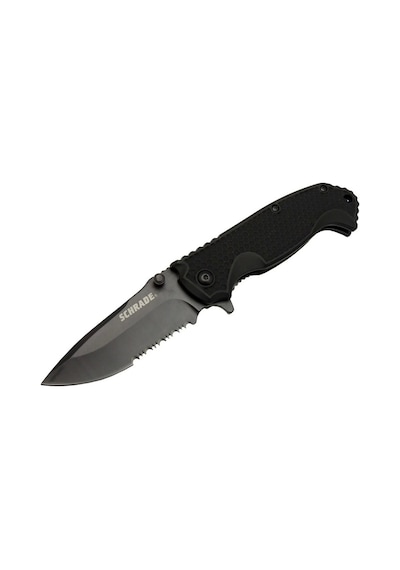 Schrade 5-1 Siyah Kamp Çakı 20cm- Yarı Otomatik, Testere Detaylı, Kemerlikli Çok Renkli