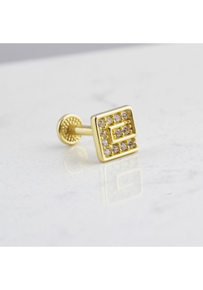 Glorria Altın Geometrik Tragus Piercing Çok Renkli