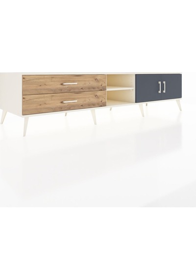 Kronos Tv Ünitesi 2 Raflı 2 Çekmeceli 2 Kapaklı 220x59x51 Aytaşı-antrasit/çam Antrasıt/atlas Çam - Aytası