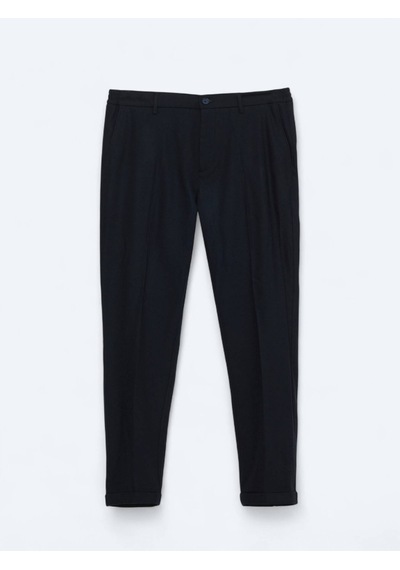 Kip Lacivert Dokuma Jogging Fit Casual Yün Karışımlı Pantolon Lacivert