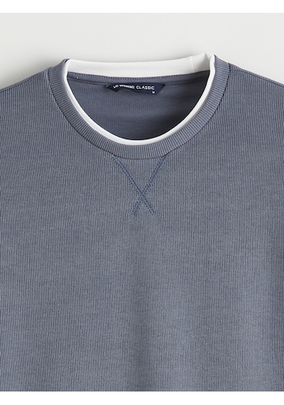 Lcwaıkıkı Classic İndigo Bisiklet Yaka Erkek Sweatshirt