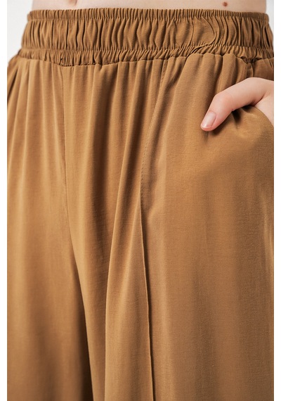 Bigdart Kadın Beli Lastikli Bol Paça Pantolon 30087 - Taba