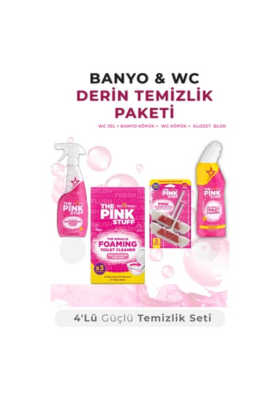 Banyo Ve Wc Derin Temizlik Seti 4'lü Banyo Köpüğü, Tuvalet Jel, Wc Köpük Ve Aktif Klozet Bloğu