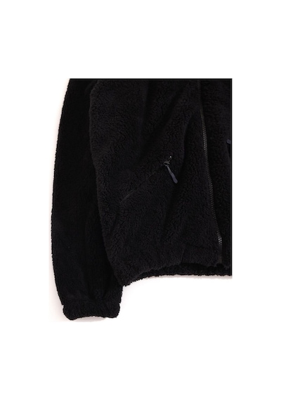 Kadın Oversize Peluş, Polar, Fermuarlı, Teddy Dik Yaka, Sıcak Tutucu Yumuşak Kışlık Ceket Siyah