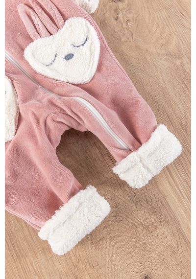 Babymod Tavşan Figürlü Kalpli Kışlık Welsoft Kadife Astronot Kız Bebek Tulum 001
