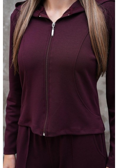 Elaxi Modal Kumaş Slim Fit Kapüşonlu İkili Takım Bordo