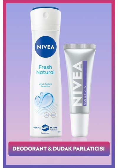 Kadın Sprey Deodorant Fresh Natural 150ml Ve Glowy Lips Nemlendirici Dudak Parlatıcı,hyaluronik Asit