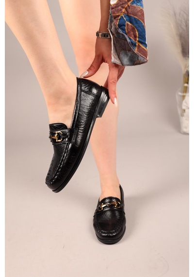 Jive Eskitme Tokalı Loafer Siyah-8031 Siyah