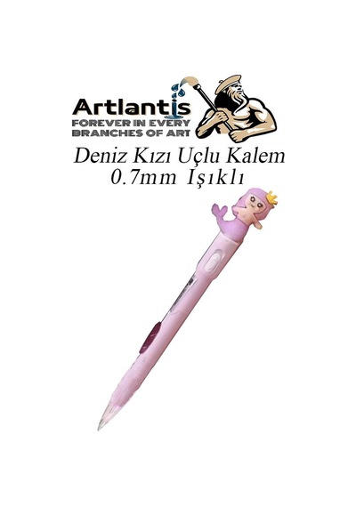 Işıklı Deniz Kızı Uçlu Kalem Seti Mor 0.7 Mm 1 Paket Denizkızı Başlıklı Versatil Kalem Süslü Silikonlu Hediyelik Kalem Mor
