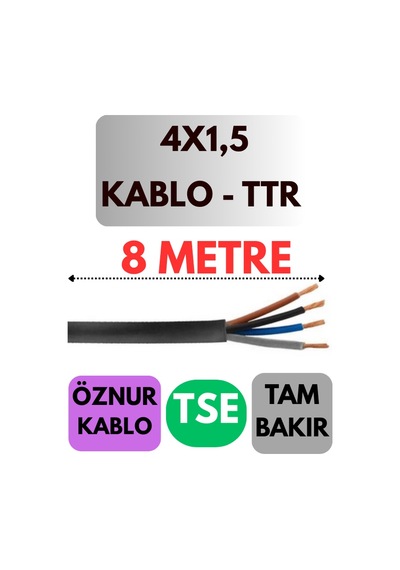 Öznur 4x1,5 Ttr Kablo Metre Seçenekli Siyah - 8 Metre