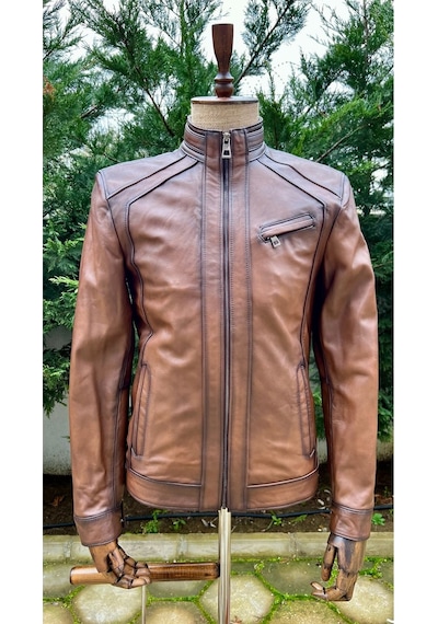 Always Leather Usta İşi Özel Dikim Hakiki Deri Ceket 1803340009 Kahverengi