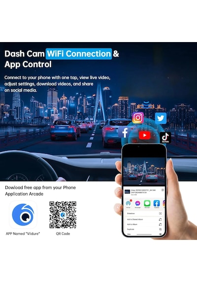 4 Kanallı Wifi Araç Kamerası 1080p Full Hd Gece Görüşlü 170 Geniş Açı Park Modu Dash Cam