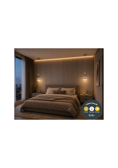 Royal Petal 3 Renk Ledli Krom Avize - Modern Koridor, Yemek Odası, Mutfak Aydınlatması