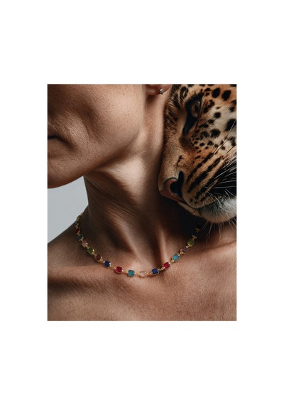 Aura Collection Mosaïque 3 Ü 1 Arada Renkli Taşlı Gold Kolye & Bileklik Altın Altın