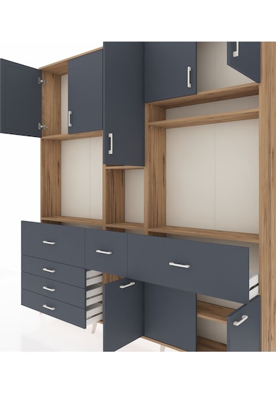 Arges Dolap 10 Raflı 6 Çekmeceli 8 Kapaklı 220x30x243 Çam-antrasit/antrasit Antrasıt/antrasıt Arges Dolap 10 Raflı 6 Çekmeceli 8 Kapaklı 220x30x243 Çam-antrasit/antrasit Antrasıt/antrasıt