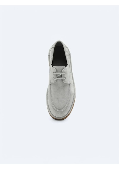 Açık Gri Süet Smart Casual Ayakkabı Gri